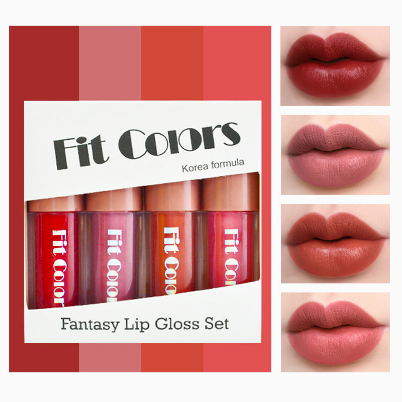 Cross-Border Makeup Set of 4 Velvet Lip Glosses