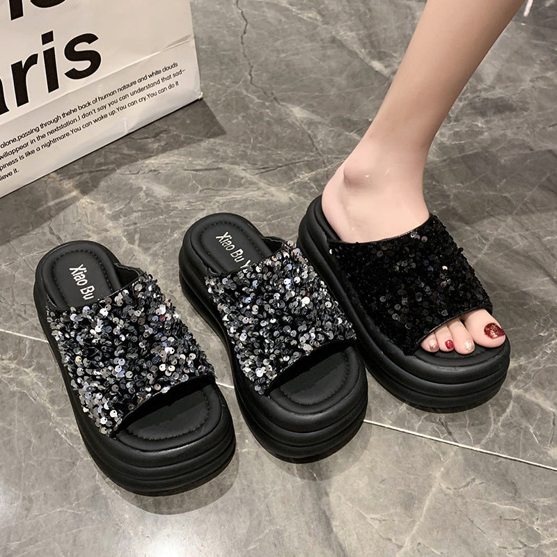 Elegant Sequin Slide Sandals