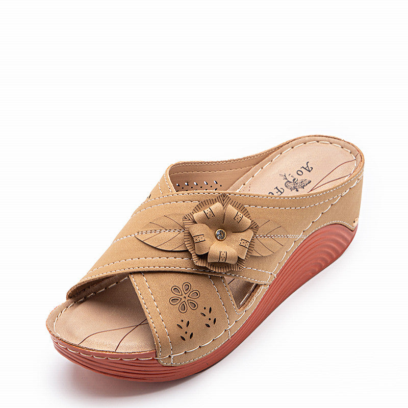 Elegant Plus-Size Floral Slippers