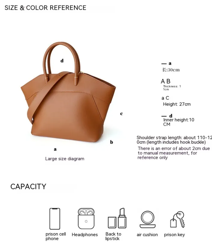 Portable Wings Style Cowhide Tote Bag