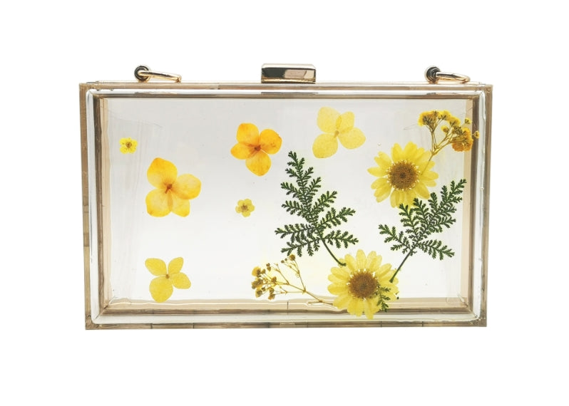 Floral Acrylic Clutch with Chain