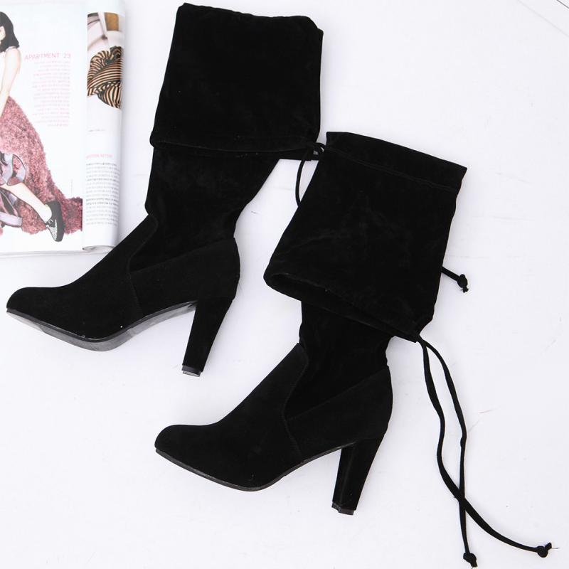 Pointed Toe Women's Knee-High Chunky Heel Boots
