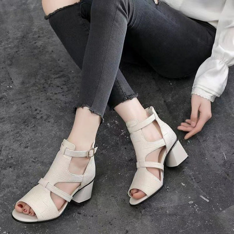 2023 New Women's Open-Toe Chunky Heeled Sandals