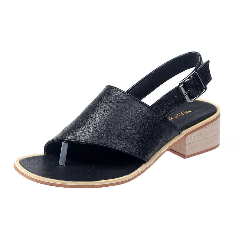 Herringbone Chunky Heel Flip Flops Sandals
