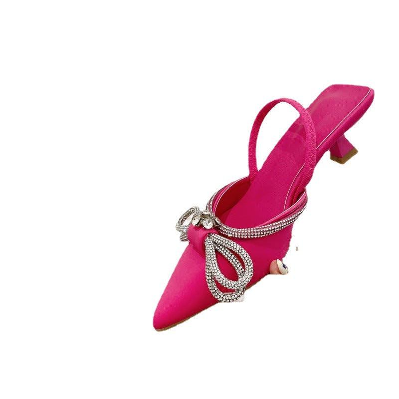 Elegant Rhinestone Bow High Heels