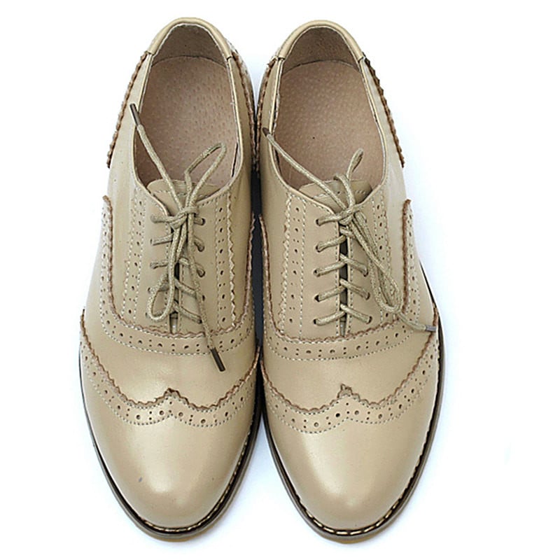 Women's British Style Pointed Toe Flat Leather Shoes
