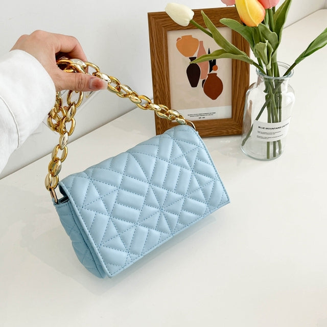 Women's PU Leather Rectangular Diamond Jacquard Bag