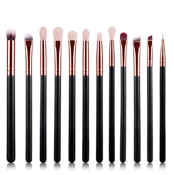 Elegant Black Rose Gold 12-Piece Brush Set