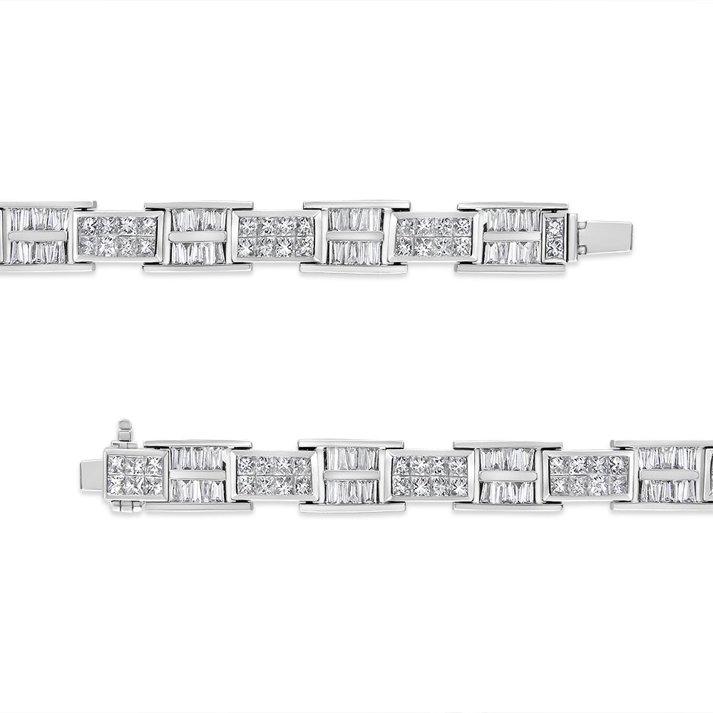 14K White Gold 10 5/8 Cttw Diamond Panel Link Bracelet  - 7" Inches
