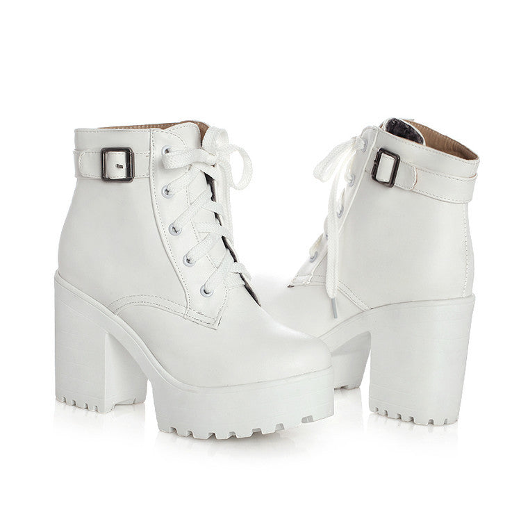 Long Lace-Up Chunky Heel Martin Boots