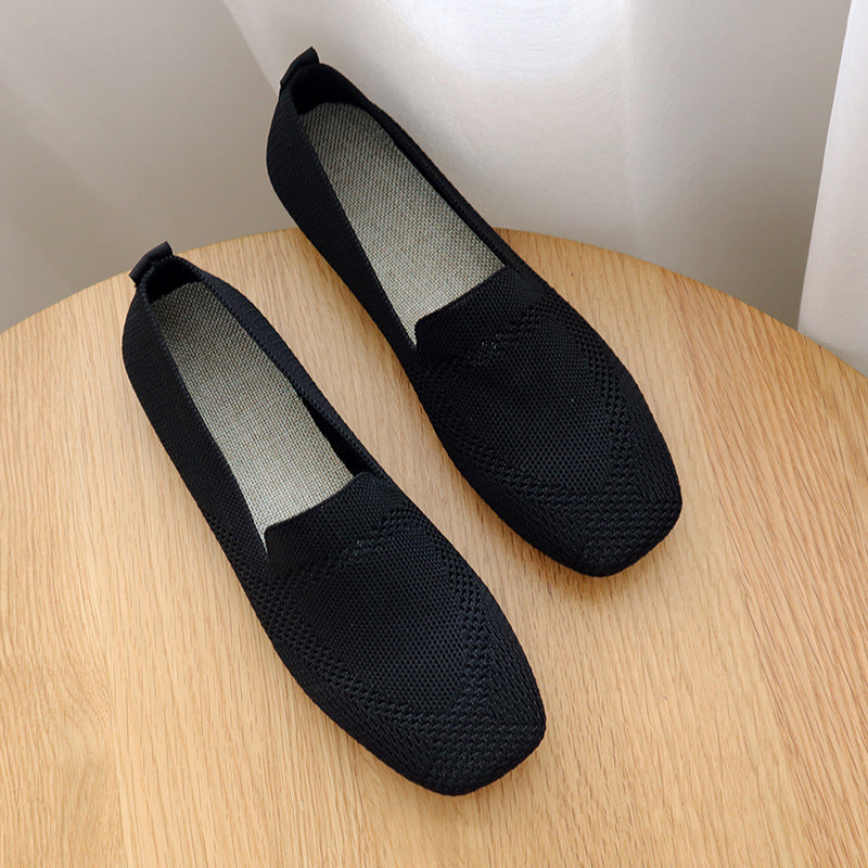 Plus Size Knitted Flat Shoes for Women (Spring/Fall)
