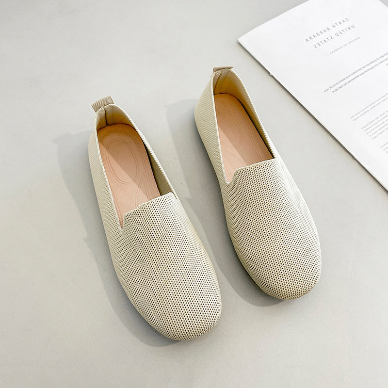 Plus Size Knitted Flat Shoes for Women (Spring/Fall)
