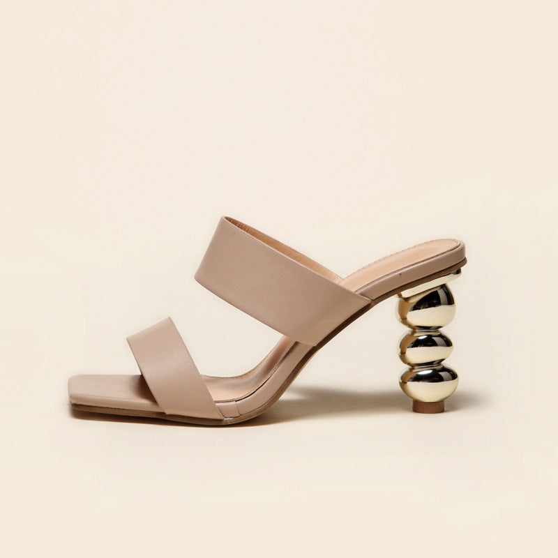 Electroplating High Heel Sandals for Women in Summer