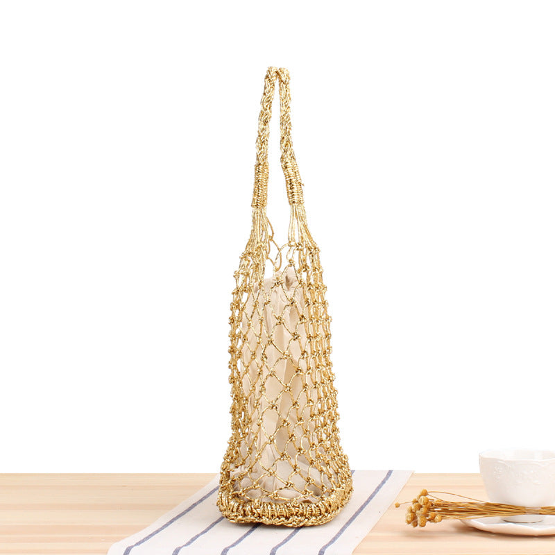 New Ins Solid Color Hand-Crocheted Tote Bag