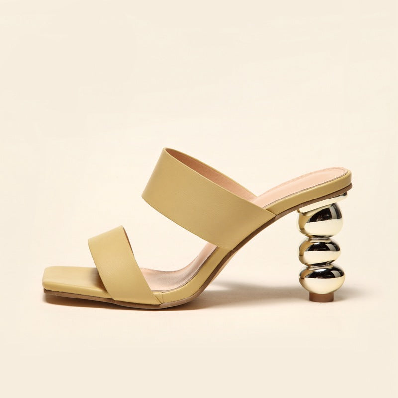Electroplating High Heel Sandals for Women in Summer