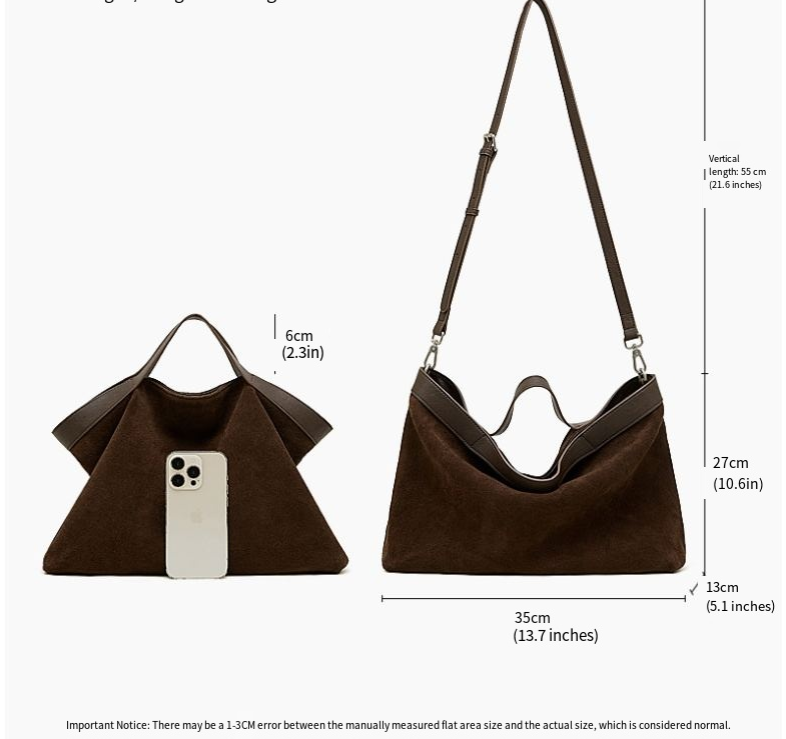 Suede Genuine Leather Structured Tote Bag