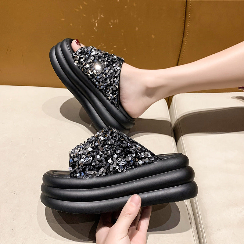 Elegant Sequin Slide Sandals