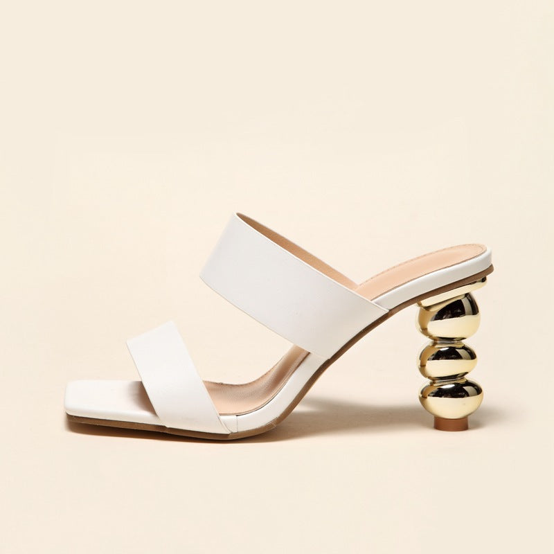 Electroplating High Heel Sandals for Women in Summer