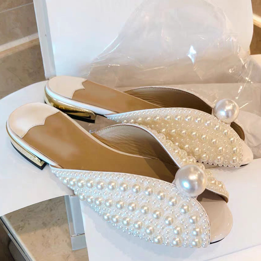 Elegant Pearl Fish Mouth Sandals
