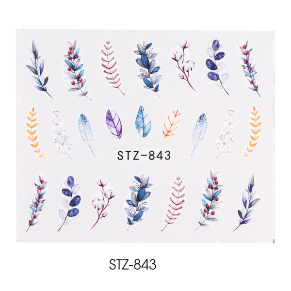 Elegant Green Leaf Rose Nail Decals