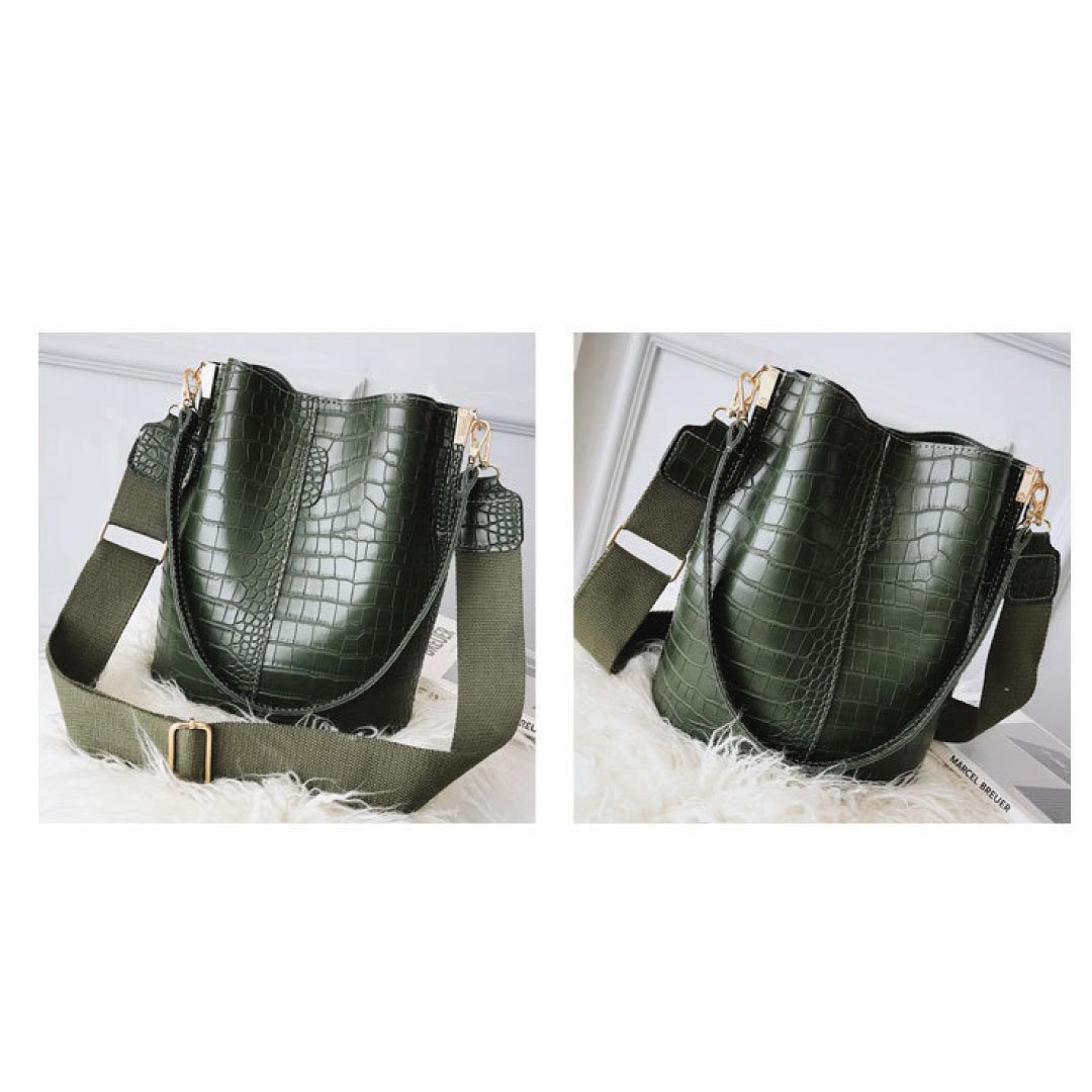 Olive Croc Blake Shoulder Satchel